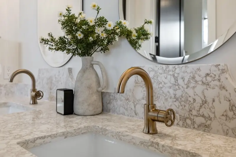 Vanity detail, brass fixtures